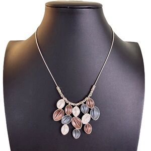 Stunning Sterling Silver “Coffee Bean”  Multi-Pendant Waterfall Necklace.